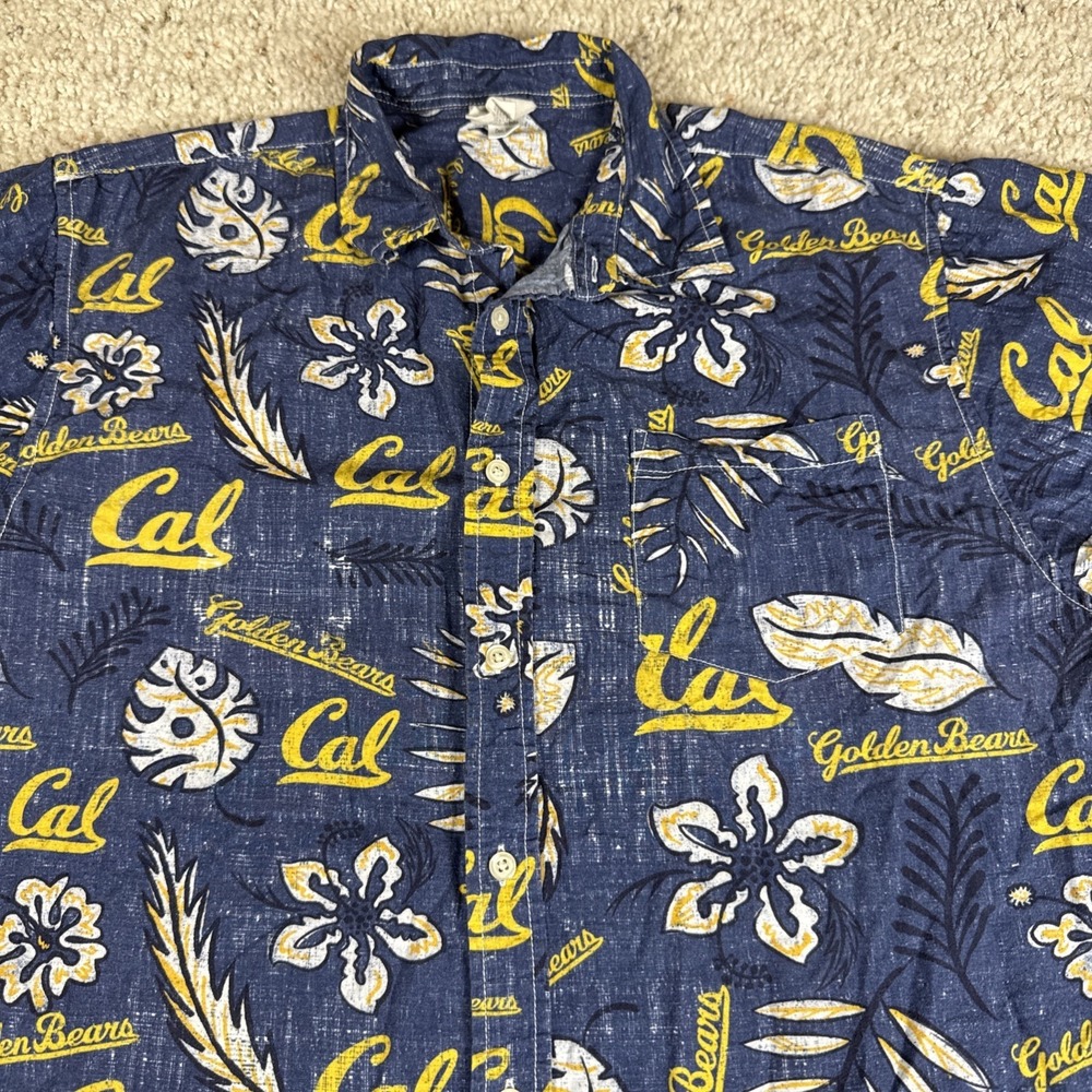 California Golden Bears Wes and Willy Hawaiian Shirt Short Sleeve Men's Size XL